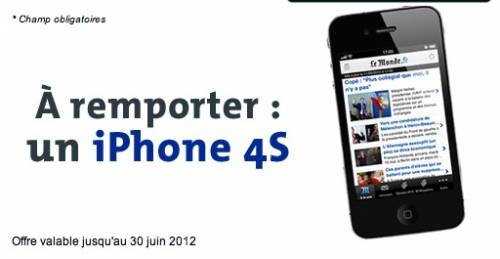 le monde jeu-concours gratuit iphone 4s à gagner jusqu'au 30 juin 2012